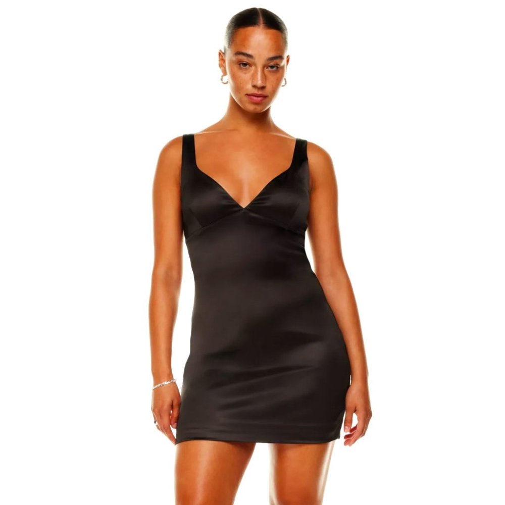 Babaton Aritzia - Size 4 Satin Brown Mini Bustier Sculpt Dress - New